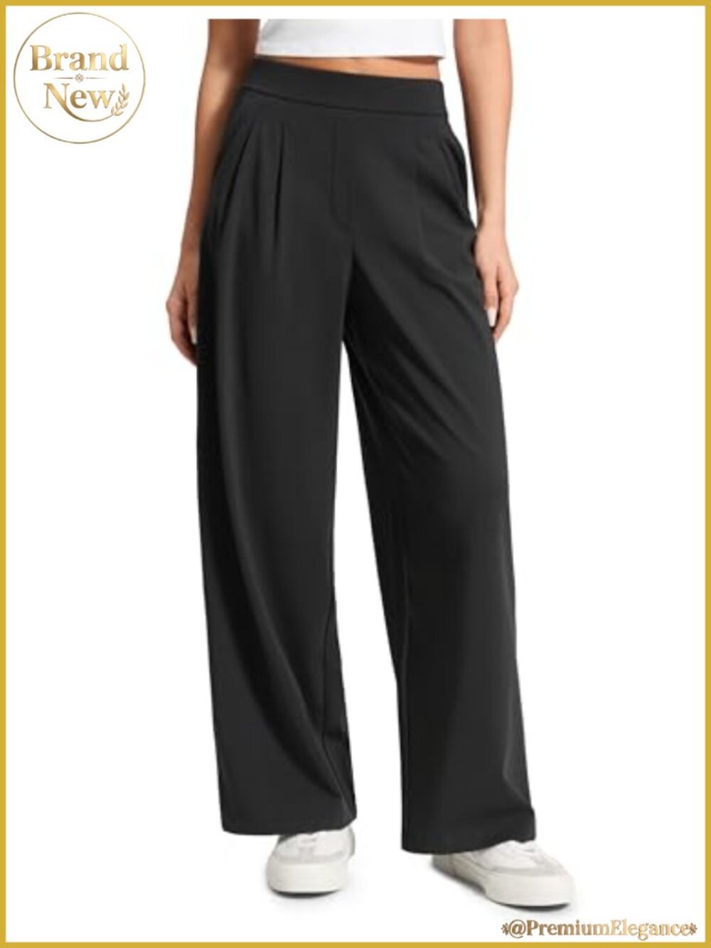 4-Way Stretch Wide Leg Work Pants 29.5" Inseam High Rise Loose Fit